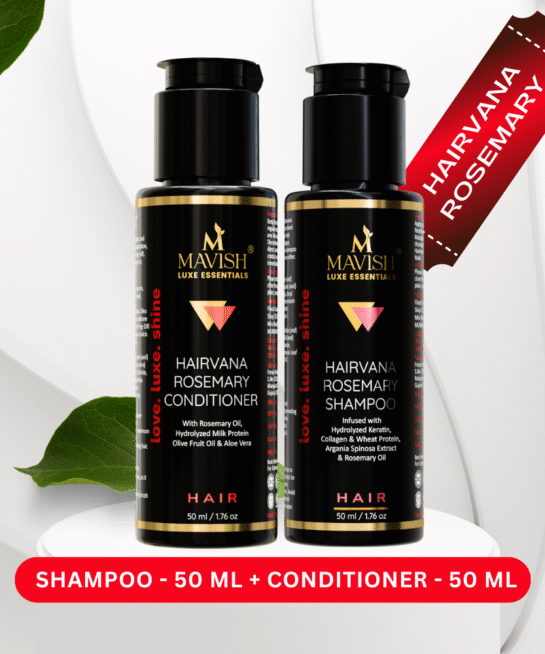 MAVISH Luxe Essentials Hairvana Rosemary Shampoo | Infused With Hydrolyzed Keratin, Collagen & Wheat Protein, Argania Spinosa Extract & Rosemary Oil | 50ml