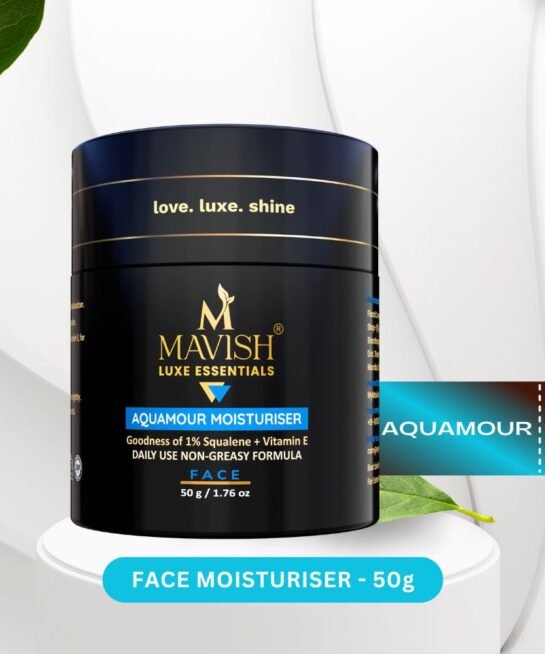 MAVISH’S Aquamour Moisturiser Oil Free 50 gm | 1% Squalene and Vitamin-E | Non-Greasy Formula | Nourish and Glow – Your Skin's Daily Best Friend!