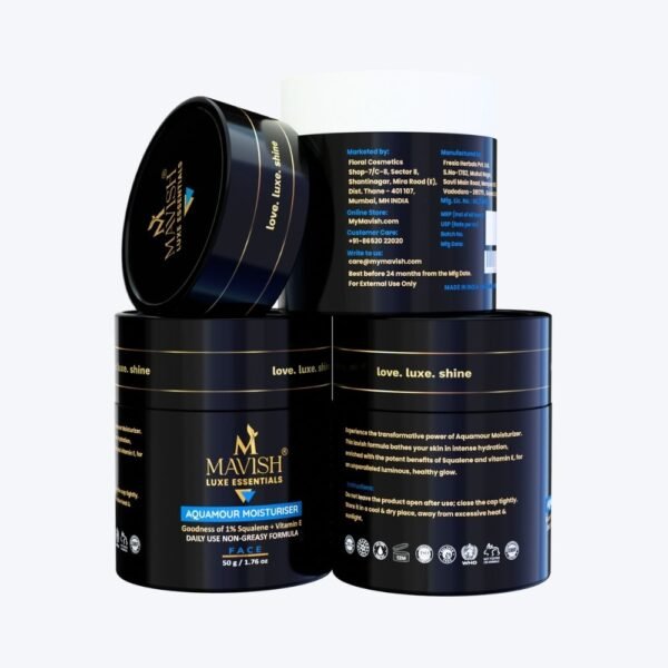 MAVISH’S Aquamour Moisturiser Oil Free 50 gm | 1% Squalene and Vitamin-E | Non-Greasy Formula | Nourish and Glow – Your Skin's Daily Best Friend! - Image 4