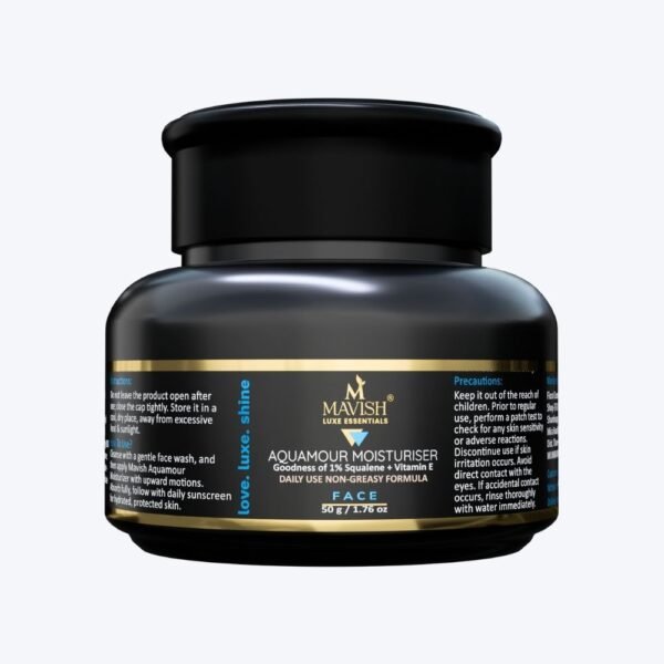 MAVISH’S Aquamour Moisturiser Oil Free 50 gm | 1% Squalene and Vitamin-E | Non-Greasy Formula | Nourish and Glow – Your Skin's Daily Best Friend! - Image 3