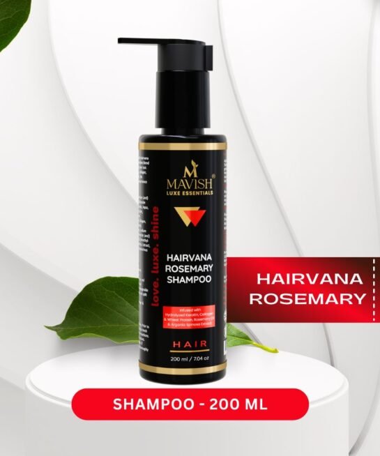 MAVISH Luxe Essentials Hairvana Rosemary Shampoo | Infused With Hydrolyzed Keratin, Collagen & Wheat Protein, Argania Spinosa Extract & Rosemary Oil | 200ml