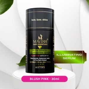 MAVISH's Glow Genesis Illuminating Serum | Blush Pink with SPF 45 | For Bright & Glowing Face | Niacinamide, Hyaluronic Acid & Pine Bark Extract | 30 Ml