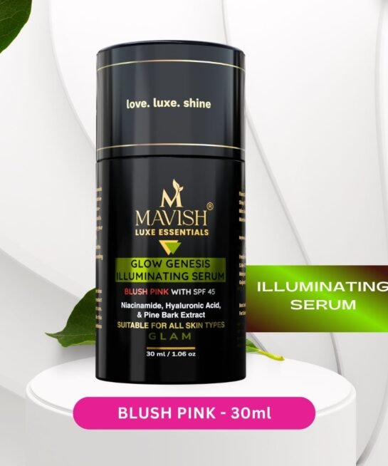 MAVISH's Glow Genesis Illuminating Serum | Blush Pink with SPF 45 | For Bright & Glowing Face | Niacinamide, Hyaluronic Acid & Pine Bark Extract | 30 Ml