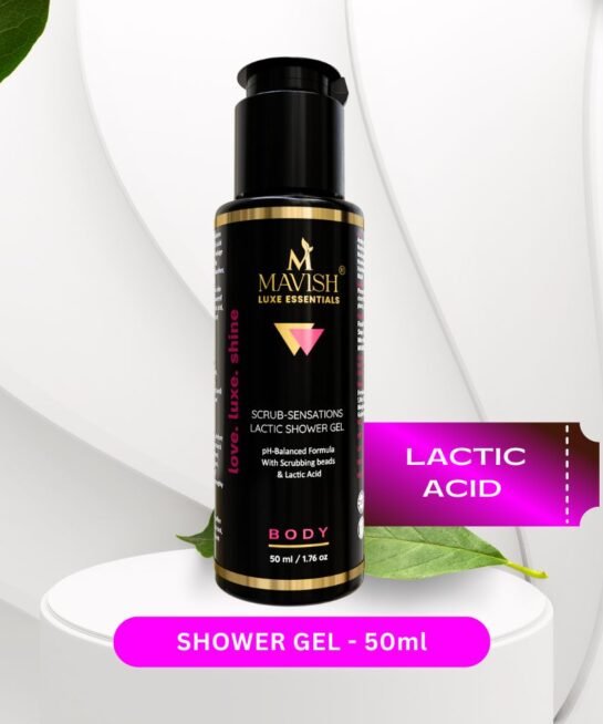 MAVISH Scrub Sensations Lactic Shower Gel with Scrubbing Beads, Lactic Acid & PH-Balanced Formula | 50ml