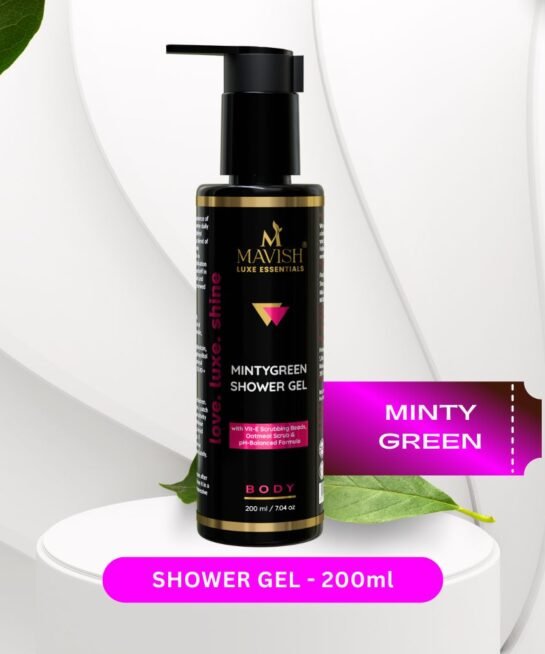 MAVISH Luxe Essentials Mintygreen Shower Gel - 200ml With VIt-E Scrubbing Beads, Oatmeal Scrub & pH- Balanced Formula